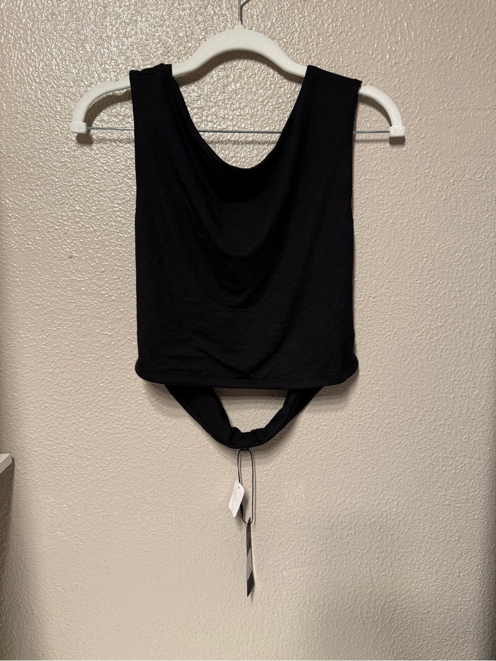 Fashion Nova Black Drape-Back Tank Top